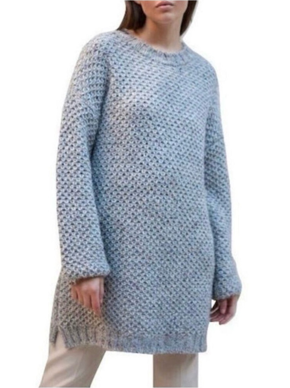 Aggél grey textured sweater pullover tunic Small Gold Edition knit Alpaca wool